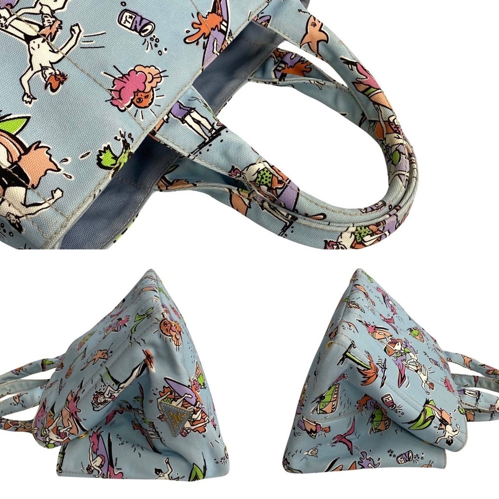 Prada Triangle Canapa Surfing Pattern Canvas Tote… - image 4